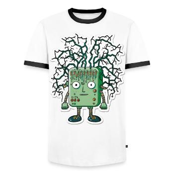Technologie des implants neuronaux - T-shirt contrasté Homme - blanc/noir - Devant - AI Model Female 172 light (172cm) & AI Model Male 178 dark (178cm)