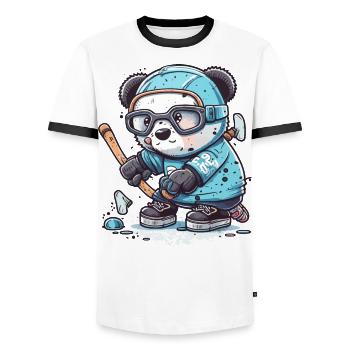 Panda Puckster - Men's Ringer Shirt - white/black - Front - AI Model Female 172 light (172cm) & AI Model Male 178 dark (178cm)