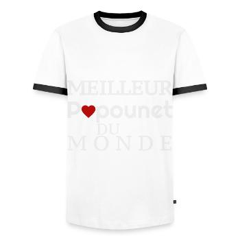 Meilleur Papounet du Monde! - T-shirt contrasté Homme - blanc/noir - Devant - AI Model Female 172 light (172cm) & AI Model Male 178 dark (178cm)