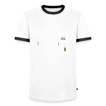 La prière du whisky - T-shirt contrasté Homme - blanc/noir - Devant - AI Model Female 172 light (172cm) & AI Model Male 178 dark (178cm)