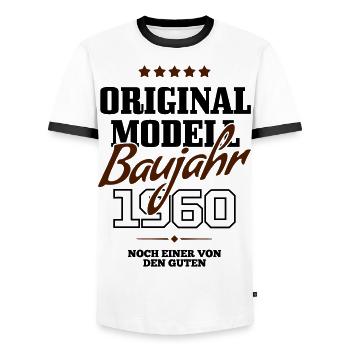 Baujahr 1960 - Männer Kontrast-T-Shirt - Weiß/Schwarz - Vorne - AI Model Female 172 light (172cm) & AI Model Male 178 dark (178cm)
