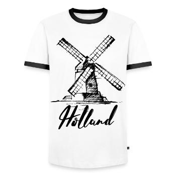 Holland - Männer Kontrast-T-Shirt - Weiß/Schwarz - Vorne - AI Model Female 172 light (172cm) & AI Model Male 178 dark (178cm)