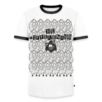 brebis galeuse - T-shirt contrasté Homme - blanc/noir - Devant - AI Model Female 172 light (172cm) & AI Model Male 178 dark (178cm)