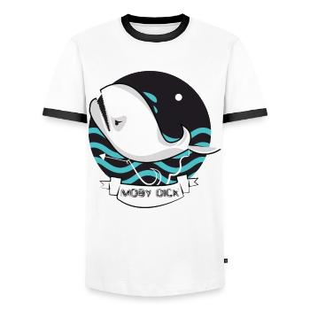 Moby Dick - Männer Kontrast-T-Shirt - Weiß/Schwarz - Vorne - AI Model Female 172 light (172cm) & AI Model Male 178 dark (178cm)