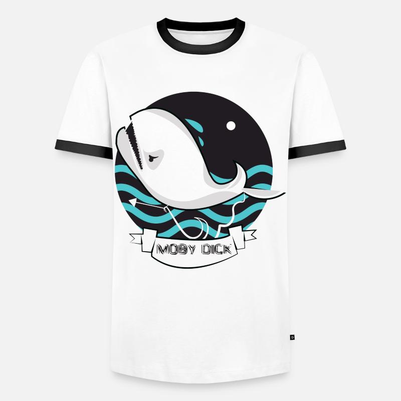 Moby Dick - Männer Kontrast-T-Shirt - Weiß/Schwarz