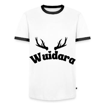 Wuidara - Männer Kontrast-T-Shirt - Weiß/Schwarz - Vorne - AI Model Female 172 light (172cm) & AI Model Male 178 dark (178cm)