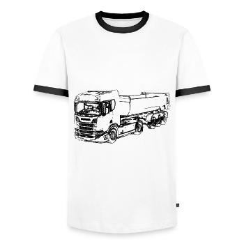 Truck dump truck camion ciężarówka - Men's Ringer Shirt - white/black - Front - AI Model Female 172 light (172cm) & AI Model Male 178 dark (178cm)
