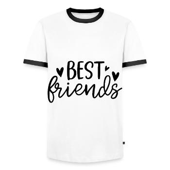 Meilleurs ami - T-shirt contrasté Homme - blanc/noir - Devant - AI Model Female 172 light (172cm) & AI Model Male 178 dark (178cm)