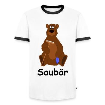 Bär Sauber Geschenk Geschenkidee Sport Lappen - Männer Kontrast-T-Shirt - Weiß/Schwarz - Vorne - AI Model Female 172 light (172cm) & AI Model Male 178 dark (178cm)