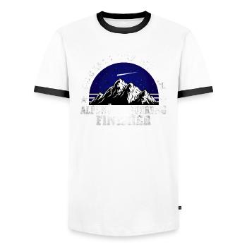 Alpenüberquerung E5 Oberstdorf Meran Alpen Berge - Männer Kontrast-T-Shirt - Weiß/Schwarz - Vorne - AI Model Female 172 light (172cm) & AI Model Male 178 dark (178cm)