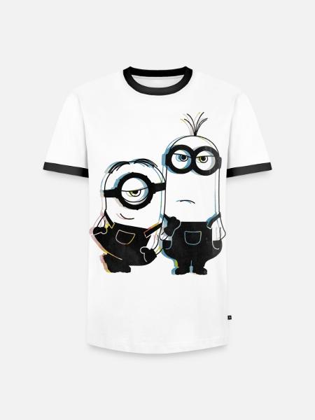 I minions Stuart e Kevin Glitch - Maglietta Contrast da uomo - bianco/nero