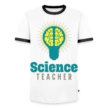PROF des SVT-Lehrers Professor für Naturwissenschaften - Männer Kontrast-T-Shirt - Weiß/Schwarz - Vorne - AI Model Female 172 light (172cm) & AI Model Male 178 dark (178cm)