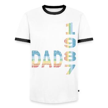 Bester Papa der Welt seit 1987 Vatertag - Männer Kontrast-T-Shirt - Weiß/Schwarz - Vorne - AI Model Female 172 light (172cm) & AI Model Male 178 dark (178cm)