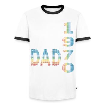 Best dad in the world since 1970 Father's Day birthday - Men's Ringer Shirt - white/black - Front - AI Model Female 172 light (172cm) & AI Model Male 178 dark (178cm)