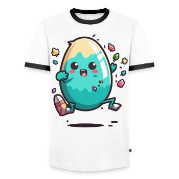 Abenteuer Ostern - Männer Kontrast-T-Shirt - Weiß/Schwarz - Vorne - AI Model Female 172 light (172cm) & AI Model Male 178 dark (178cm)