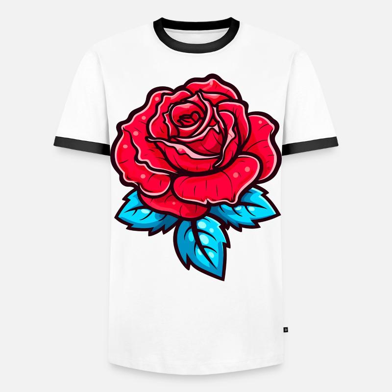 Schöne rote Rose - Männer Kontrast-T-Shirt - Weiß/Schwarz
