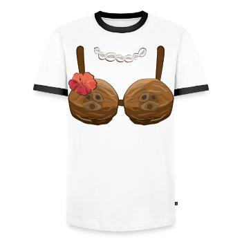 Coconut Bra Coconut Bra Coconuts Costume Hawaii - Men's Ringer Shirt - white/black - Front - AI Model Female 172 light (172cm) & AI Model Male 178 dark (178cm)