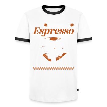 More Espresso Less Depresso Coffee - Männer Kontrast-T-Shirt - Weiß/Schwarz - Vorne - AI Model Female 172 light (172cm) & AI Model Male 178 dark (178cm)