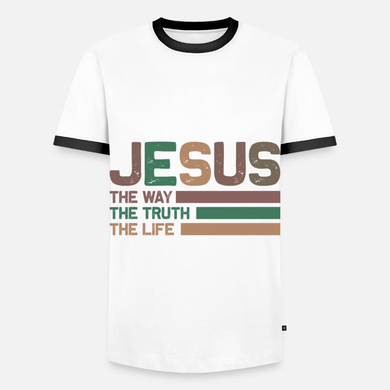Jesus - Men's Ringer Shirt - white/black