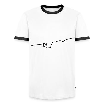 SURF ONE LINE - Men's Ringer Shirt - white/black - Front - AI Model Female 172 light (172cm) & AI Model Male 178 dark (178cm)