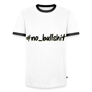 hashtag no bullshit - Men's Ringer Shirt - white/black - Front - AI Model Female 172 light (172cm) & AI Model Male 178 dark (178cm)