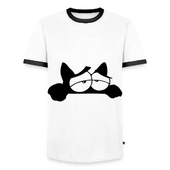 Black Cat 11 Katze - Männer Kontrast-T-Shirt - Weiß/Schwarz - Vorne - AI Model Female 172 light (172cm) & AI Model Male 178 dark (178cm)