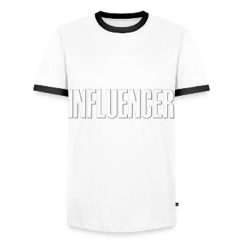influencer youtuber fame babo sticker sticker sticker - Men's Ringer Shirt - white/black - Front - AI Model Female 172 light (172cm) & AI Model Male 178 dark (178cm)
