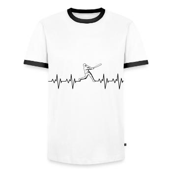 HEARTBEAT BASEBALL II - Design for baseball fans! - Men's Ringer Shirt - white/black - Front - AI Model Female 172 light (172cm) & AI Model Male 178 dark (178cm)