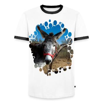 Donkey - Männer Kontrast-T-Shirt - Weiß/Schwarz - Vorne - AI Model Female 172 light (172cm) & AI Model Male 178 dark (178cm)