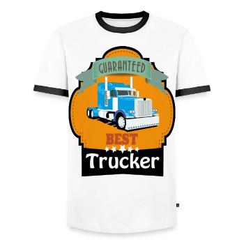 Best Trucker, Lkw Trucker Design - Männer Kontrast-T-Shirt - Weiß/Schwarz - Vorne - AI Model Female 172 light (172cm) & AI Model Male 178 dark (178cm)