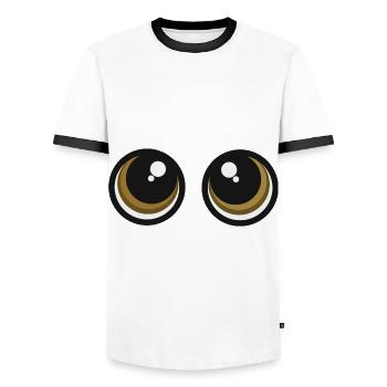 yeux mignons regardent cadeau expressions faciales bébé mignon - T-shirt contrasté Homme - blanc/noir - Devant - AI Model Female 172 light (172cm) & AI Model Male 178 dark (178cm)