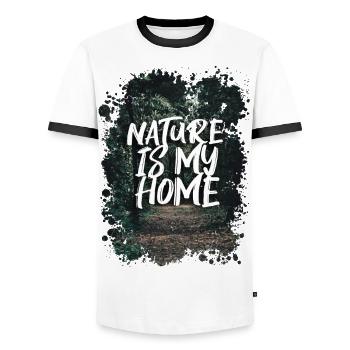 NATURE IS MY HOME - Männer Kontrast-T-Shirt - Weiß/Schwarz - Vorne - AI Model Female 172 light (172cm) & AI Model Male 178 dark (178cm)
