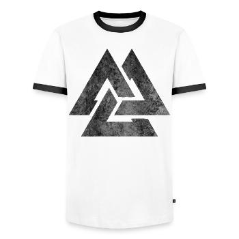 Odin knot Viking Germanic Celts Nordic - Men's Ringer Shirt - white/black - Front - AI Model Female 172 light (172cm) & AI Model Male 178 dark (178cm)