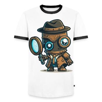 Detektiv-Bot - Männer Kontrast-T-Shirt - Weiß/Schwarz - Vorne - AI Model Female 172 light (172cm) & AI Model Male 178 dark (178cm)