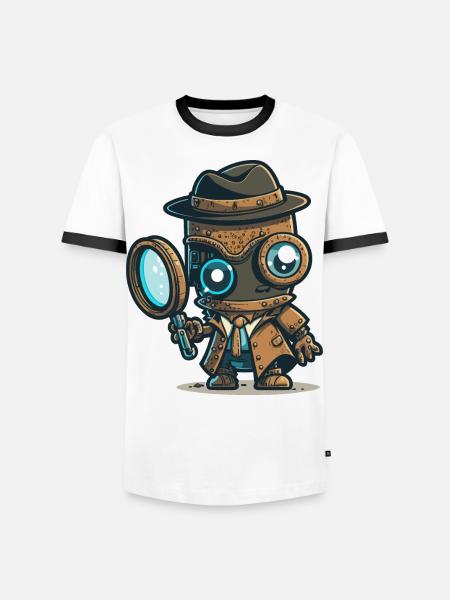 Detektiv-Bot - Männer Kontrast-T-Shirt - Weiß/Schwarz