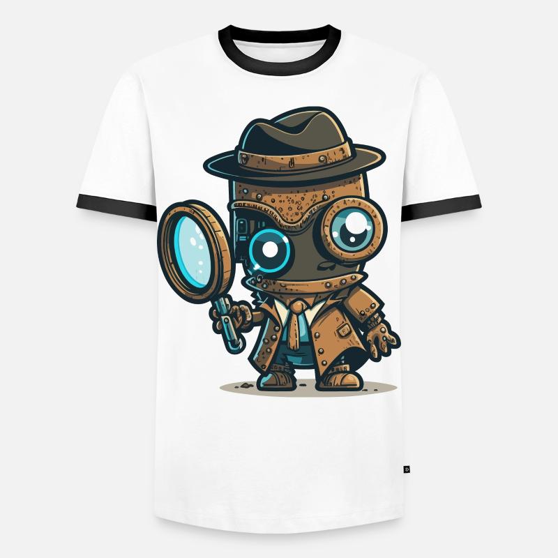 Detektiv-Bot - Männer Kontrast-T-Shirt - Weiß/Schwarz