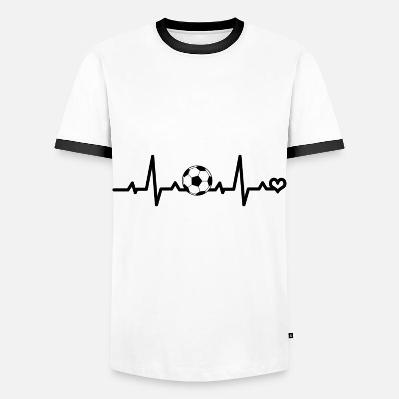 Fußball Herzfrequenz - Männer Kontrast-T-Shirt - Weiß/Schwarz