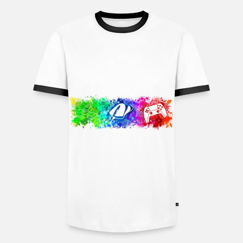 WASD Mouse Controller Rainbow - Männer Kontrast-T-Shirt - Weiß/Schwarz