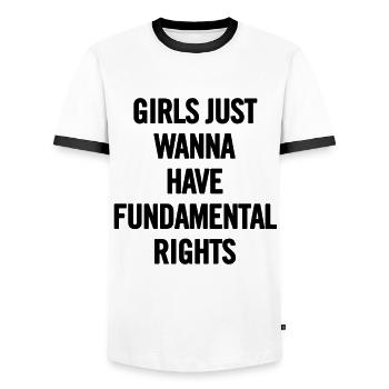 Girls Just Wanna Have droits fondamentaux Noir - T-shirt contrasté Homme - blanc/noir - Devant - AI Model Female 172 light (172cm) & AI Model Male 178 dark (178cm)