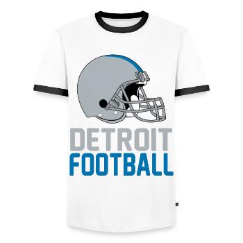 Helmet Detroit - Männer Kontrast-T-Shirt - Weiß/Schwarz - Vorne - AI Model Female 172 light (172cm) & AI Model Male 178 dark (178cm)