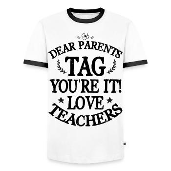 Liebe Eltern Tag Du bist es, Liebeslehrer - Männer Kontrast-T-Shirt - Weiß/Schwarz - Vorne - AI Model Female 172 light (172cm) & AI Model Male 178 dark (178cm)
