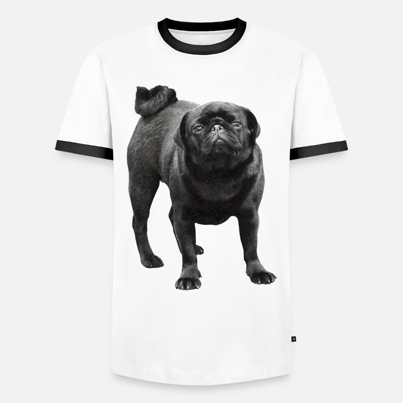 schwarzer Mops - Männer Kontrast-T-Shirt - Weiß/Schwarz
