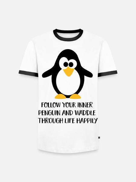 Pinguin - Men's Ringer Shirt - white/black