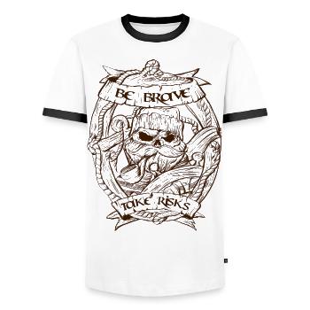 Fisherman scull design - Men's Ringer Shirt - white/black - Front - AI Model Female 172 light (172cm) & AI Model Male 178 dark (178cm)