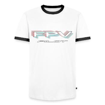 FPV Pilot - Men's Ringer Shirt - white/black - Front - AI Model Female 172 light (172cm) & AI Model Male 178 dark (178cm)