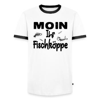 Moin Fischköppe Norddeutschland Küste Nordsee - Männer Kontrast-T-Shirt - Weiß/Schwarz - Vorne - AI Model Female 172 light (172cm) & AI Model Male 178 dark (178cm)
