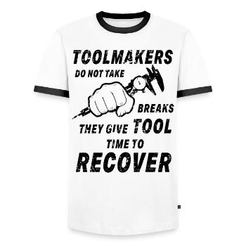 Outilleur mécanicien d’outils pas de pause - T-shirt contrasté Homme - blanc/noir - Devant - AI Model Female 172 light (172cm) & AI Model Male 178 dark (178cm)