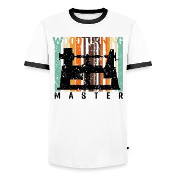 Tourneurs Drechselbank Drechsel - T-shirt contrasté Homme - blanc/noir - Devant - AI Model Female 172 light (172cm) & AI Model Male 178 dark (178cm)