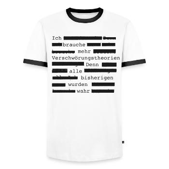 Verschwörungstheorie Außerirdische UFO - Männer Kontrast-T-Shirt - Weiß/Schwarz - Vorne - AI Model Female 172 light (172cm) & AI Model Male 178 dark (178cm)