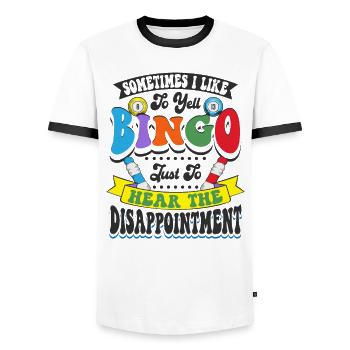 Gambling Bingo Fan Lottery Game Bingo - Men's Ringer Shirt - white/black - Front - AI Model Female 172 light (172cm) & AI Model Male 178 dark (178cm)